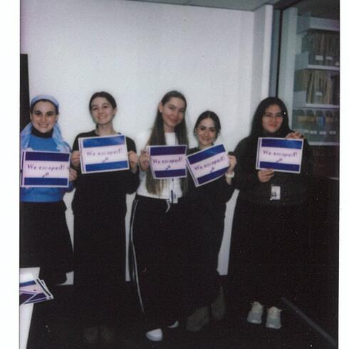 Students after escape room game